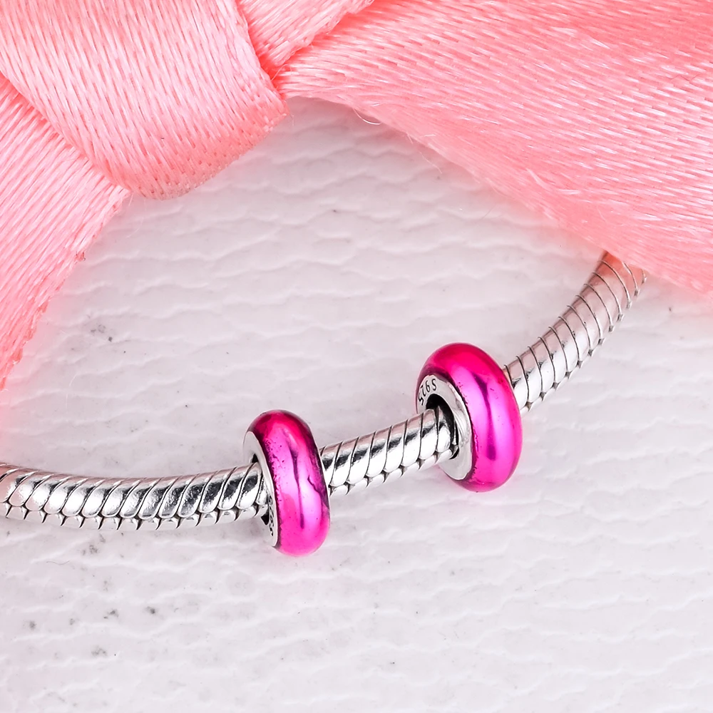 100% 925 Sterling Silver Small Hole Beads My Pink Charm Fits Pandora Me Bracelets Woman Charms Jewelry Gift for Women | Украшения и