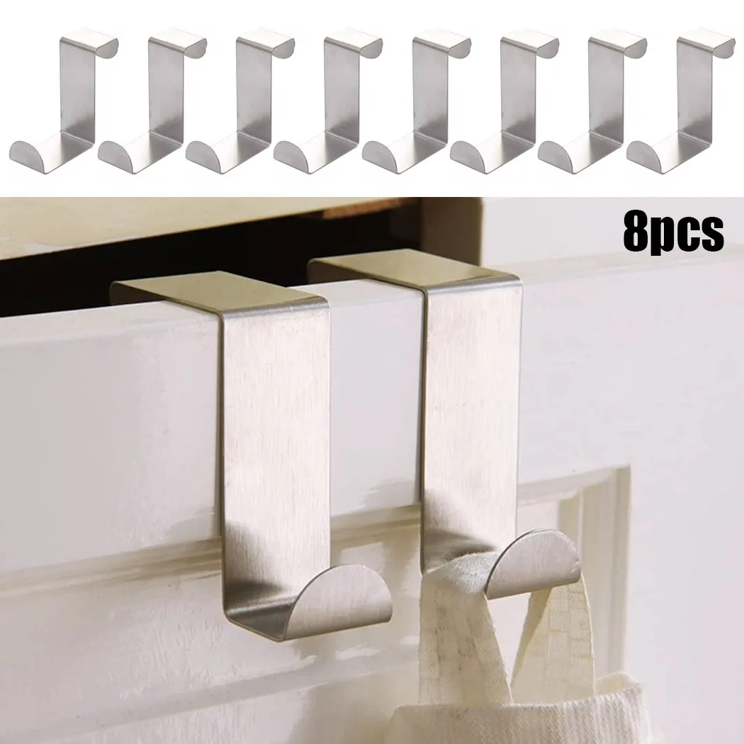 

8* Hanger 6*4*2cm Stainless Steel Hooks Reversible Hooks Over Cupboard Drawer Door HOOKS (8 Pcs) * 100% Brand New
