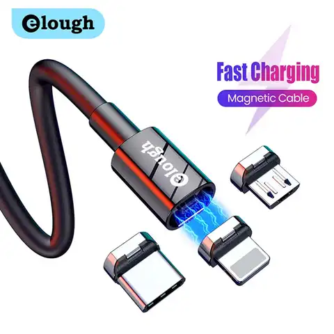 Зарядный кабель Elough, магнитный кабель USB Type-C, Micro USB, шнур для зарядного устройства, провод для iPhone, Samsung, Huawei, Xiaomi, Redmi