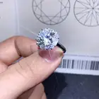 Inbeaut 925 серебро 3 карат огранка кушон пройти алмаз Тесты лучшее качество D Цвет Муассанит кольцо отличные Большие кольца с муассанитом подарок