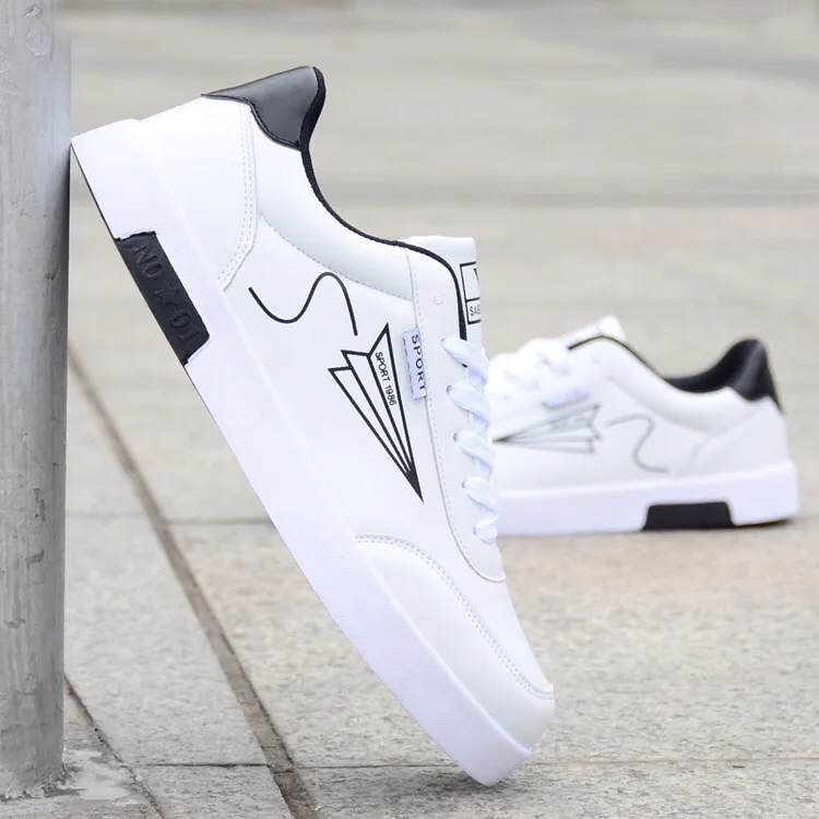 

2021 New Men's Casual Shoes Sneakers for Men Flats Trainers Walking Shoes Zapatillas Shoes Lace Up PU Leather Men Shoes