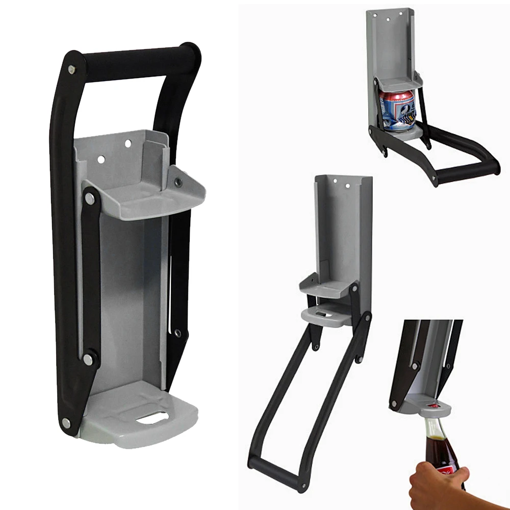 

2 in 1 16oz Beer Can Crusher Wall Mounted Hand Push Soda Cans Bar Bottle Opener Iron Bottle Crushing Recycling Tool Accessory