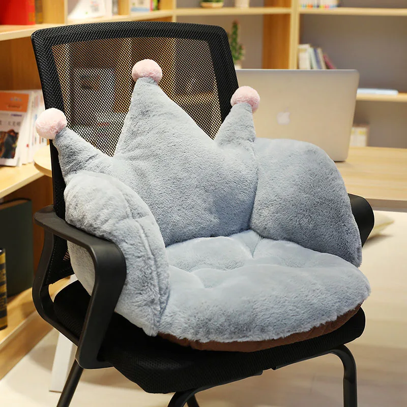 Plush Cartoon Crown Office Chair Cushion Comfortable Non-slip Lumbar Support Seat Home Decor Pink Pillow Cushions | Дом и сад