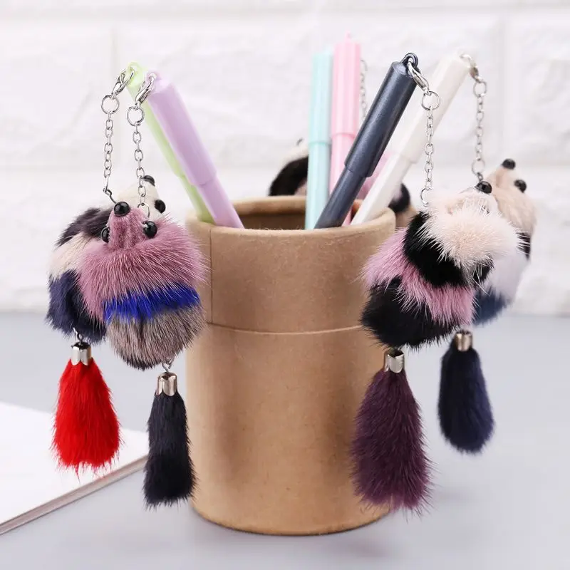3pcs/set Kawaii Cartoon Mouse Plush Pendant Gel Pens Black Ink Signature School Office Stationery Gift | Канцтовары для офиса и