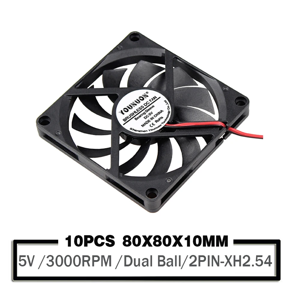 10 шт. 5 в 8 см 80 мм 8010 80x80x10 2Pin шариковый подшипник охлаждающий вентилятор|Кулеры и