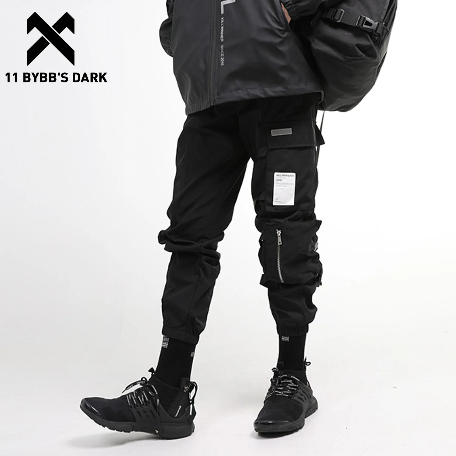 

11 BYBB'S DARK Multi Pockets Hip Hop Cargo Pants Men Harajuku Casual Streetwear Sweatpants Joggers Ribbons Trousers Harem Pants