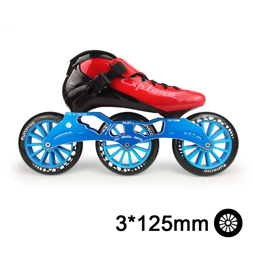 Red Blue ISPORTS скоростные роликовые коньки из углеродного волокна для соревнований 3*125 мм или 4*100/110 мм уличные гоночные коньки Patines роликовые коньки SH56 - Цвет: Red Blue