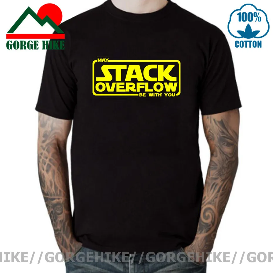 

GorgeHike может переполнение стека быть с вами футболка для мужчин компьютер Язык Ява программирования слово футболка человек черный 100% из хлоп...