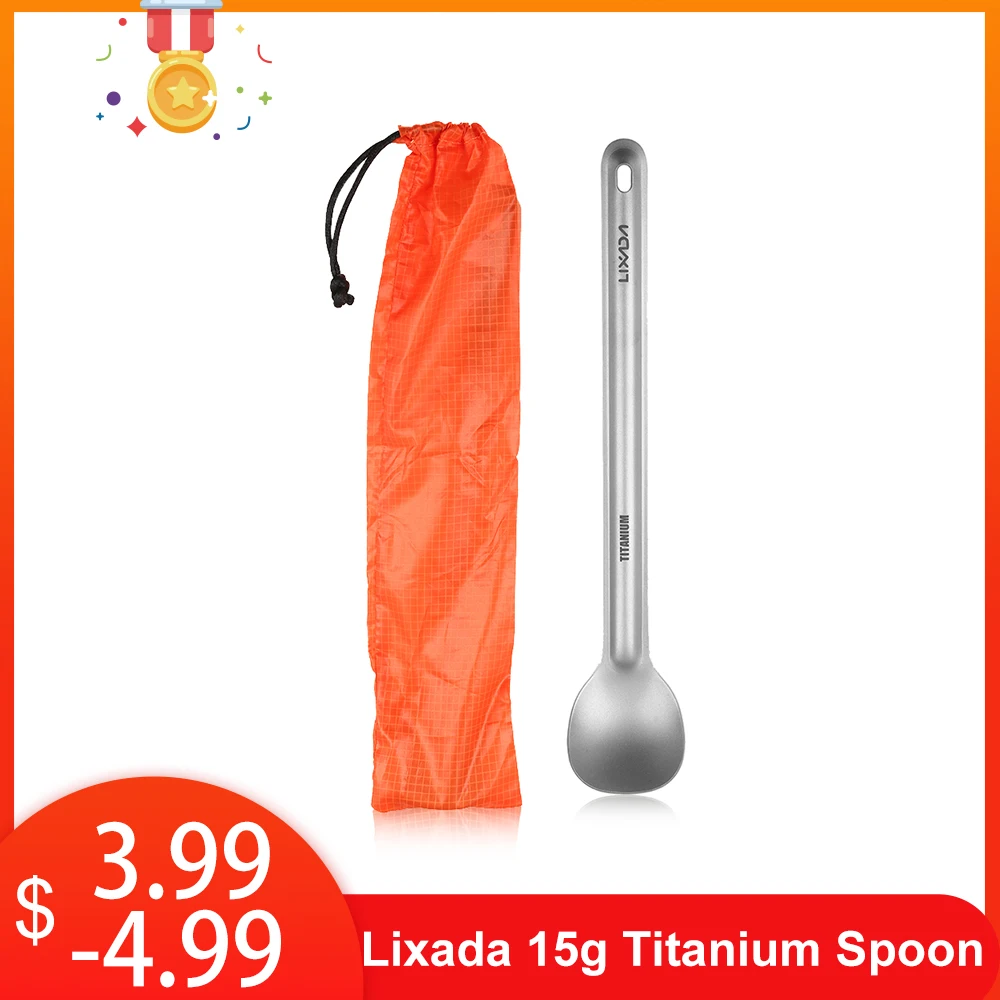 Lixada 15 г Титановая Ложка с длинной ручкой кофейные ложки портативная уличная посуда ложка столовые приборы Сверхлегкая походная ложка для пикника