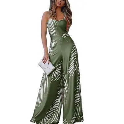 

2021 new European and American women's casual fashion jumpsuit suspenders women's trousers trousers women