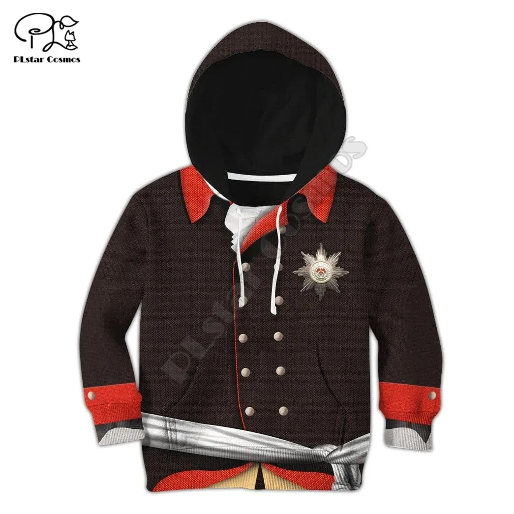 

Фридрих Великий 3d толстовки с капюшоном для детей, пальто на молнии с длинным рукавом пуловер Толстовка спортивный костюм куртка с капюшоно...