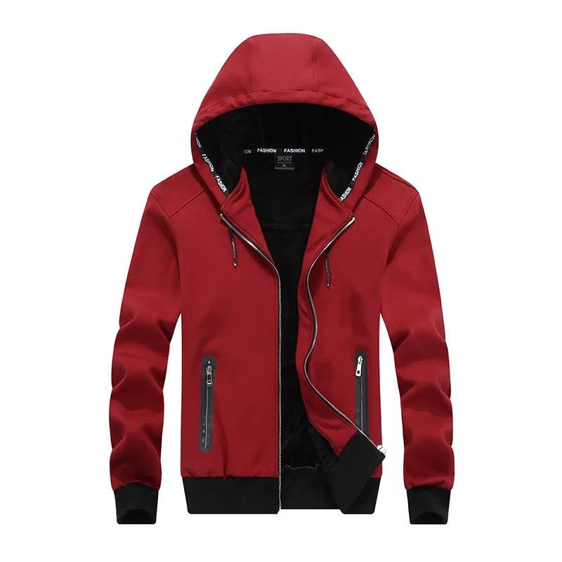 

Plus Size Winter Men Sport Jacket Thickness Fleece Thermal Loose Hooded Coat Running Jogger Fitness Workout Casual Jacket 9XL