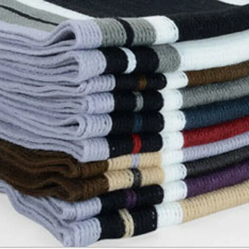 Мужской классический теплый мягкий шарф Зимний кашемировый в полоску с