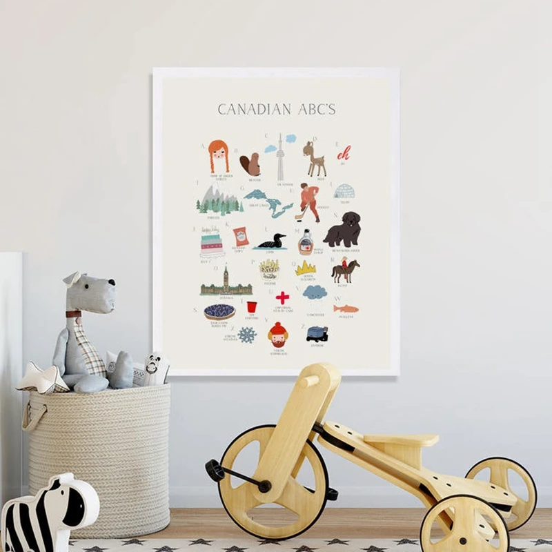 Канадский Алфавит ABC принты искусство на холсте для детской комнаты|Рисование и