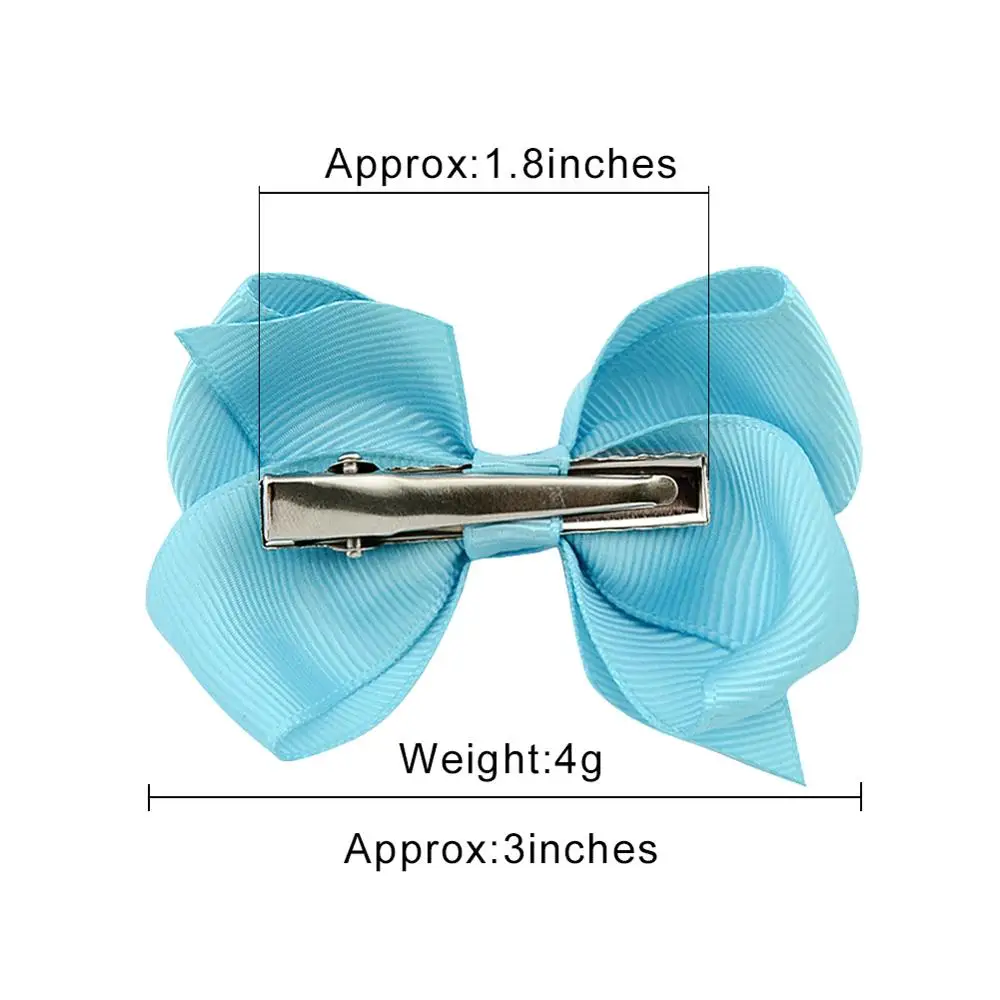 40 шт./лот 3-дюймовые однотонные Летние Стильные банты с зажимами для волос