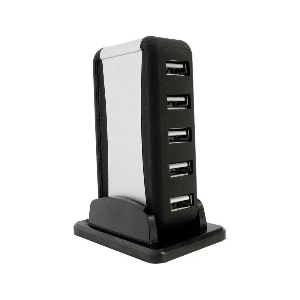 Вертикальный 7-Порты и разъёмы USB 2,0 usb-хаб высокого Скорость один основание сиденья и семь Порты usb-хаб сплиттер с Питание черный