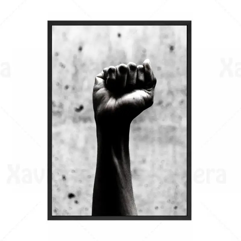 

Modern Home Decoration Black Canvas Painting African Man Covering Face Portrait Poster Hand Fist Photo Wall Art Living Room Mura