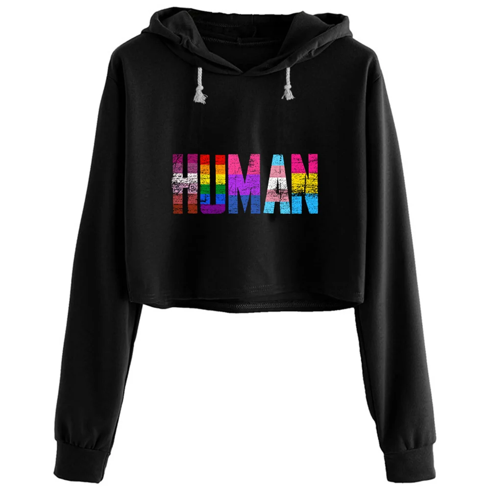 

Lgbt Crop Hoodies Women Emo Aesthetic Kpop Korean Pullover For Girls