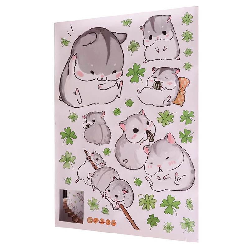 

Cute Little Hamster Wall Sticker Self-adhesive Waterproof DIY For Kids Room Kindergarten Wardrobe Background Decorate Wallpaper