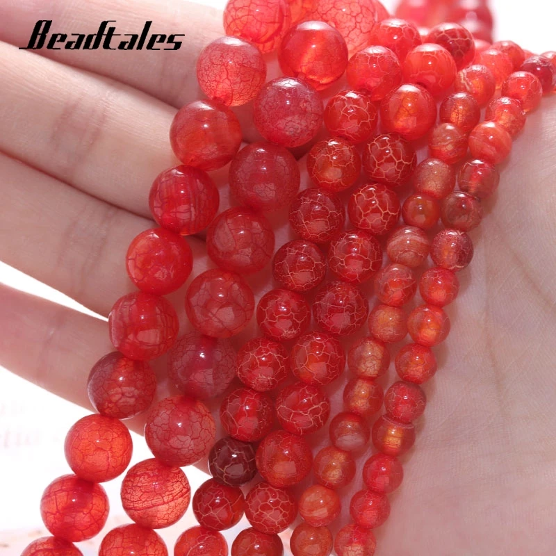 

Natural Stone Moire Agate Beads Round Orange Loose Beads For Jewelry DIY Making Bracelet Accessories 15" 6/8/10mm Beadtales