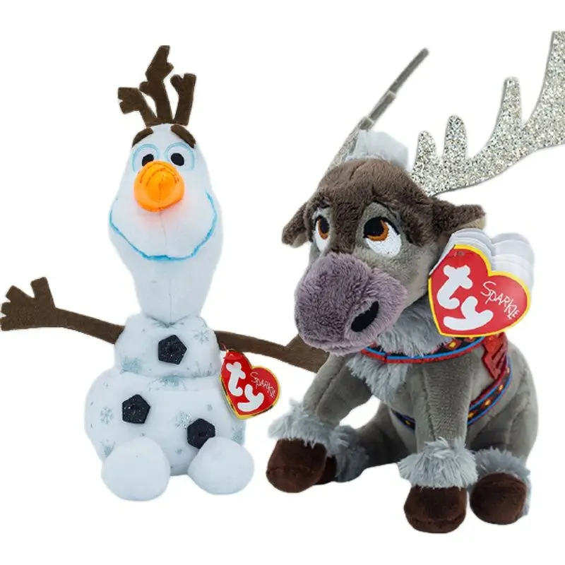 15CM Ty Beanie Plush Animal Olaf Sven The Reindeer Collectible Deer Doll Big Glitter Eyes Birthday Christmas Gift Children Toys