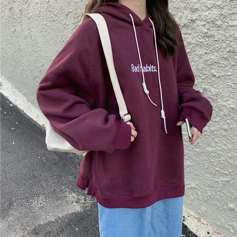 Женский свитер с капюшоном и вышивкой в Корейском стиле | Женская одежда