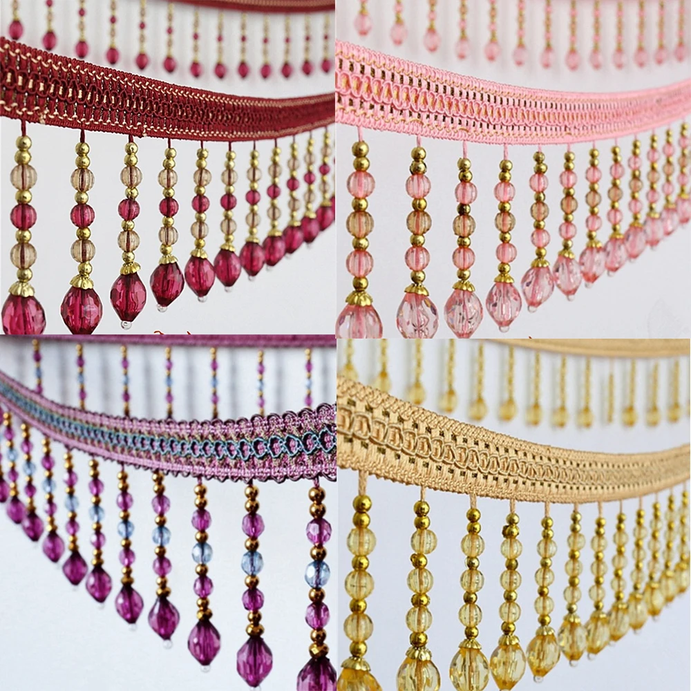 

Beads Tassel Fringe Dress Dance Wear Macrame Trimming for Curtain Wedding Bridal Party Pillow Sewing 5yard T2583