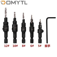 5pcs countersink drill woodworking drill bit set drilling holes for screw sizes 5 6 8 10 12