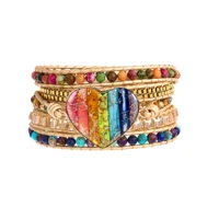 7 colors chakra natural stone wrap bracelet for women healing balance multicolor beads yoga friendship bracelets female jewelry