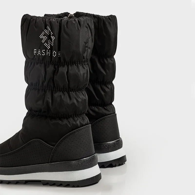 

Fashion Mid Calf Platform Boots Waterproof Women Winter Shoes Warm Fur 2020 New Medium Heels Zip Ladies Snow Boots White Size 40