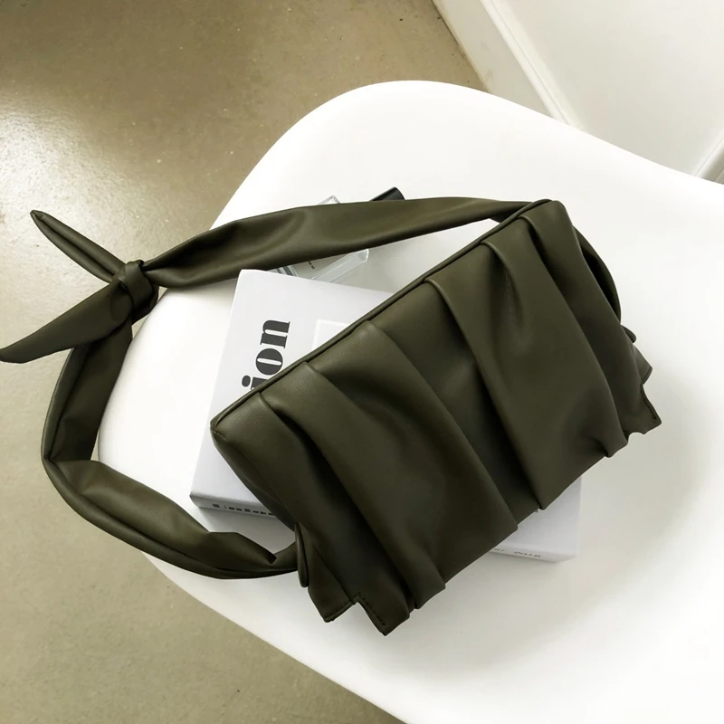 WOONAM женская модная сумка из натуральной мягкой телячьей кожи плиссированная