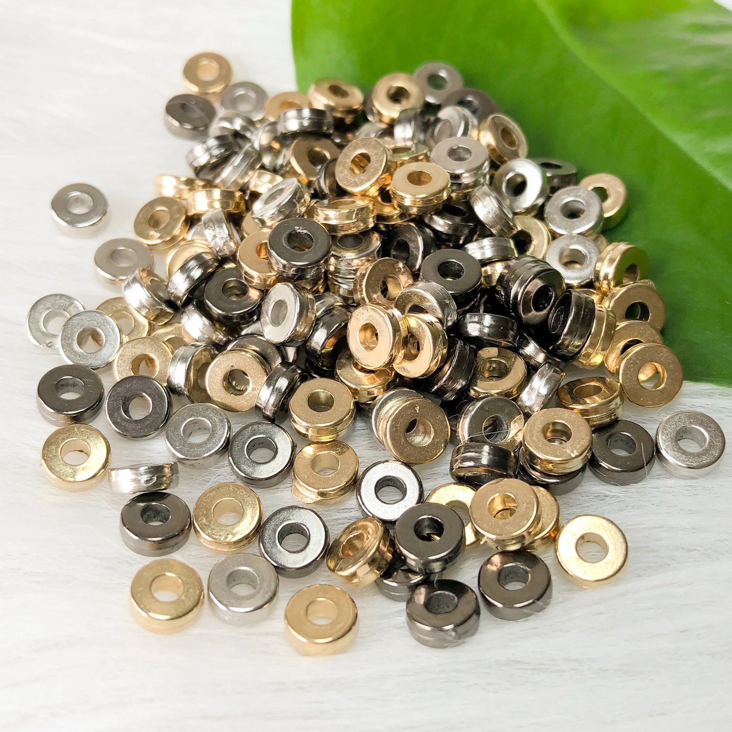 Разделители CCB бусины с большим отверстием плоские круглые из акрила и пластика