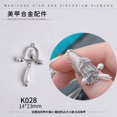 K028 Серебряный 5 шт. Птица/Сердце/Любовь Купидон дизайн ногтей циркон Длинная цепочка Кулон Ювелирные изделия ногтей циркон алмаз ногтей циркон украшения - Цвет: K028