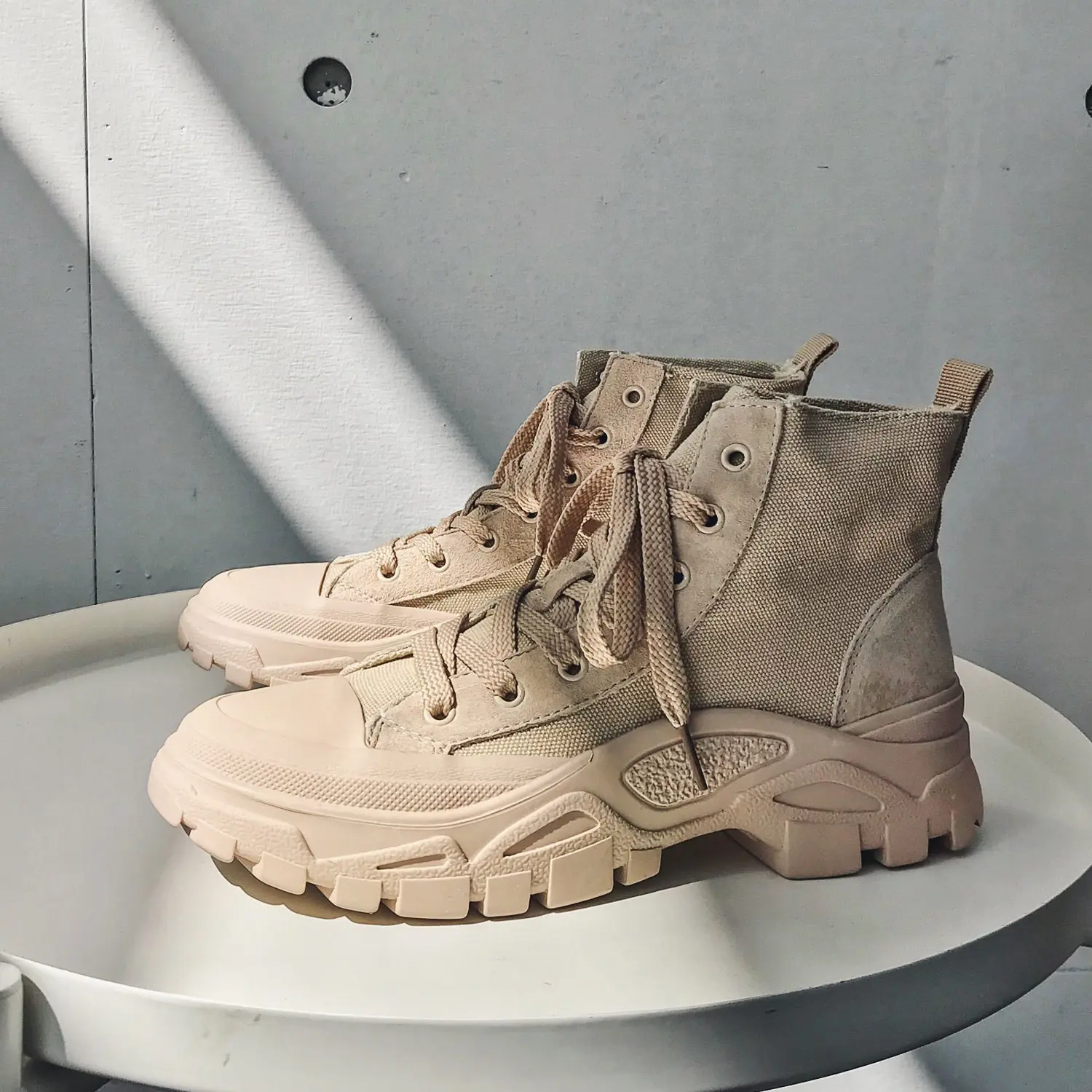 Ботинки мужские с круглым носком повседневные мотоциклетные однотонные ботинки