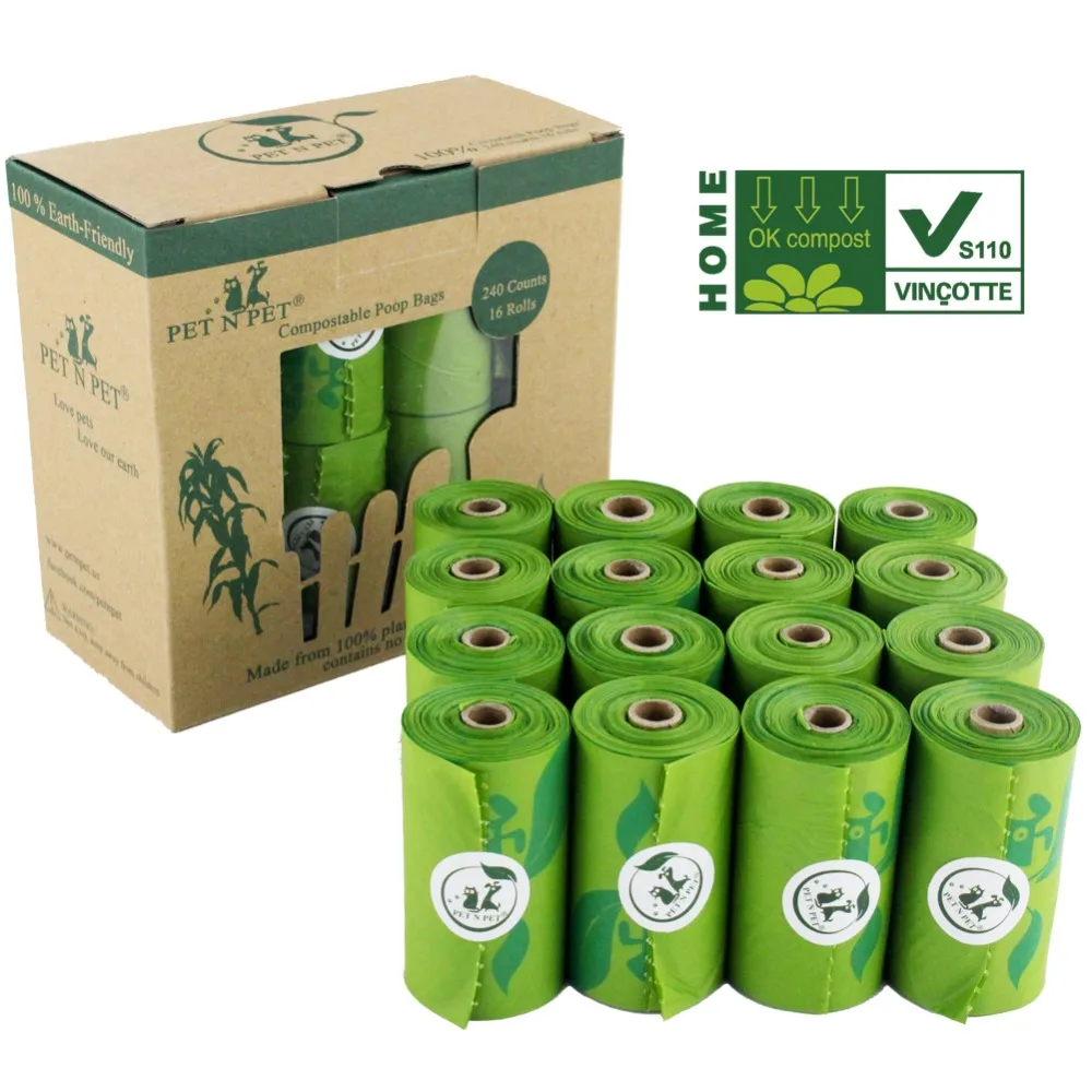 Биоразлагаемые мешки для выгула собак кукурузный крахмал экологически чистые