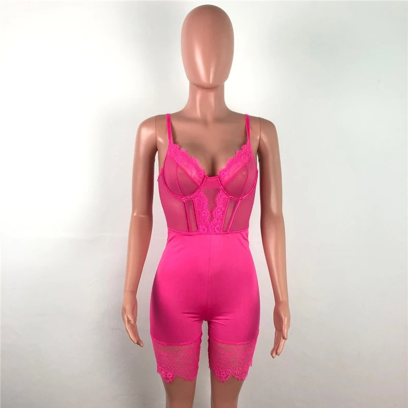 Праздничный элегантный комбинезон для женщин купальник сетчатый кружевной