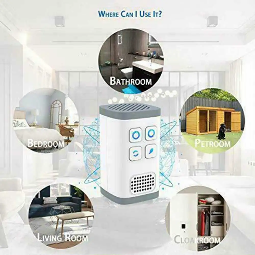 

Air Purifier Ozone Generator Odor Remove Disinfection Air Fresh 4 Modes Purifier For Bathroom Bedroom Living Room Kitchen Pets