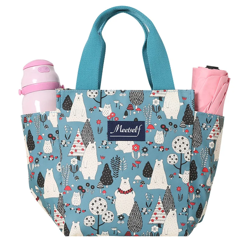 

The new canvas large lunch bag lunch box bag handbag mommy high-capacity zipper bag
