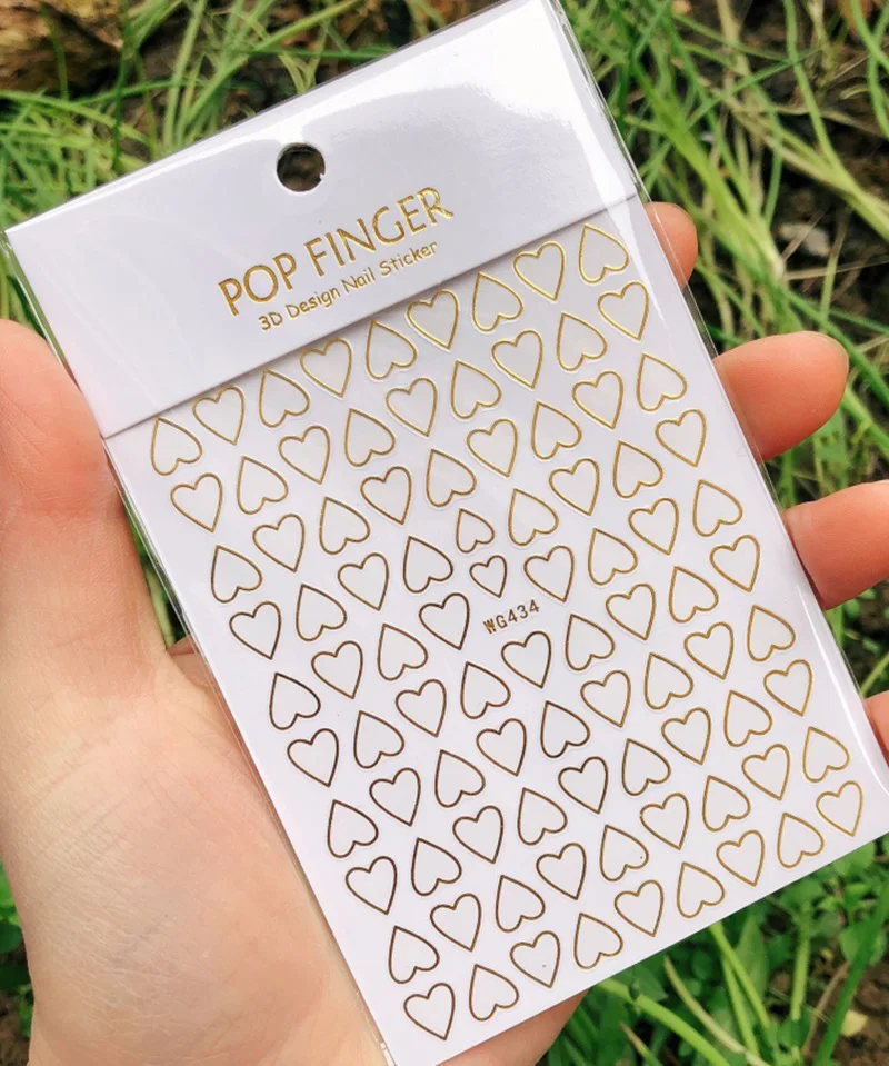 

3D Nail StickersHearts Golden Adhesive Ultra-thin Hollow Love Nail Sticker DIY Nail Sticker for Valentine's Day Nail Decals