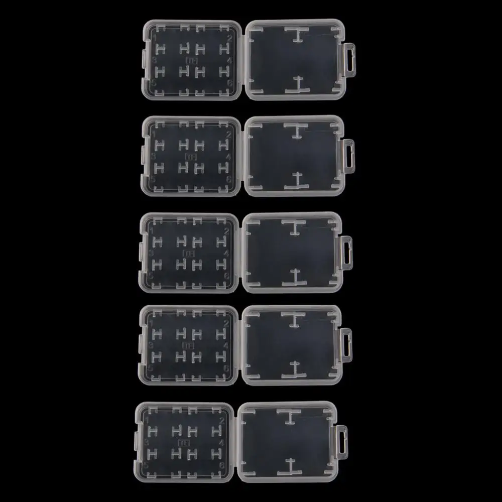 10 шт пластиковый прозрачный стандартный SD SDHC кошелек с отделами для Карт Коробка для хранения