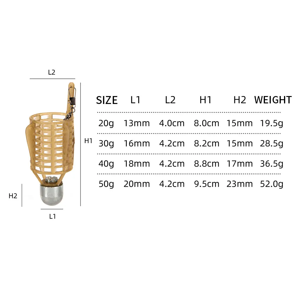 

4PCS Fishing Lure Cage With Line Hooks 20G-50G Fish Bait Feeder Basket Holder Fishing Accessories Lure Cage Bait Carp Feeder