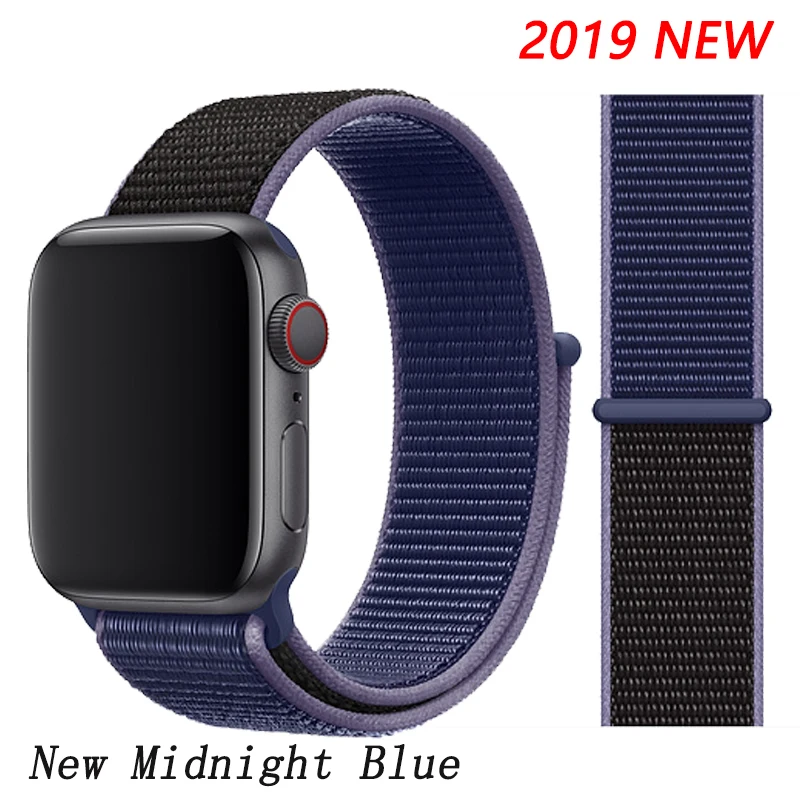 Ремешок для apple watch 5 4 ремешок 44 мм 40 мм Correa 42 мм 38 мм iwatch 5 4 3 2 нейлоновый браслет pulseira ремешок для часов - Цвет ремешка: New Midnight Blue
