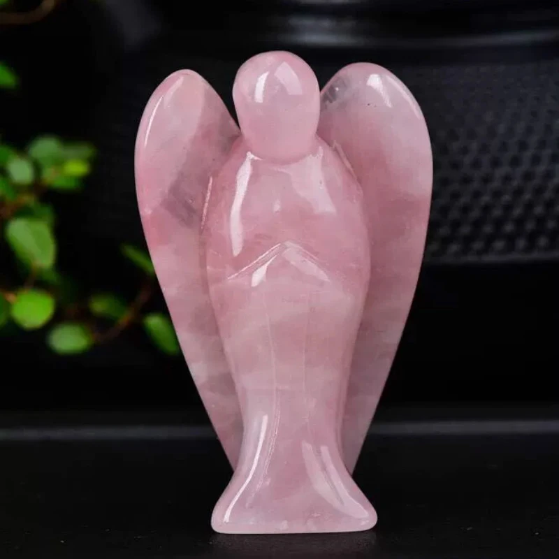 Большой размер Прямая поставка натуральный розовый кварц хрусталь камень ангел