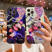 Hot Anime Jujutsu Kaisen Bracket Phone Case for Iphone 13 12 11 Pro Xs Max 6 7 8 Plus SE2 XR  Cartoon Blu-ray Soft Cover Fundas