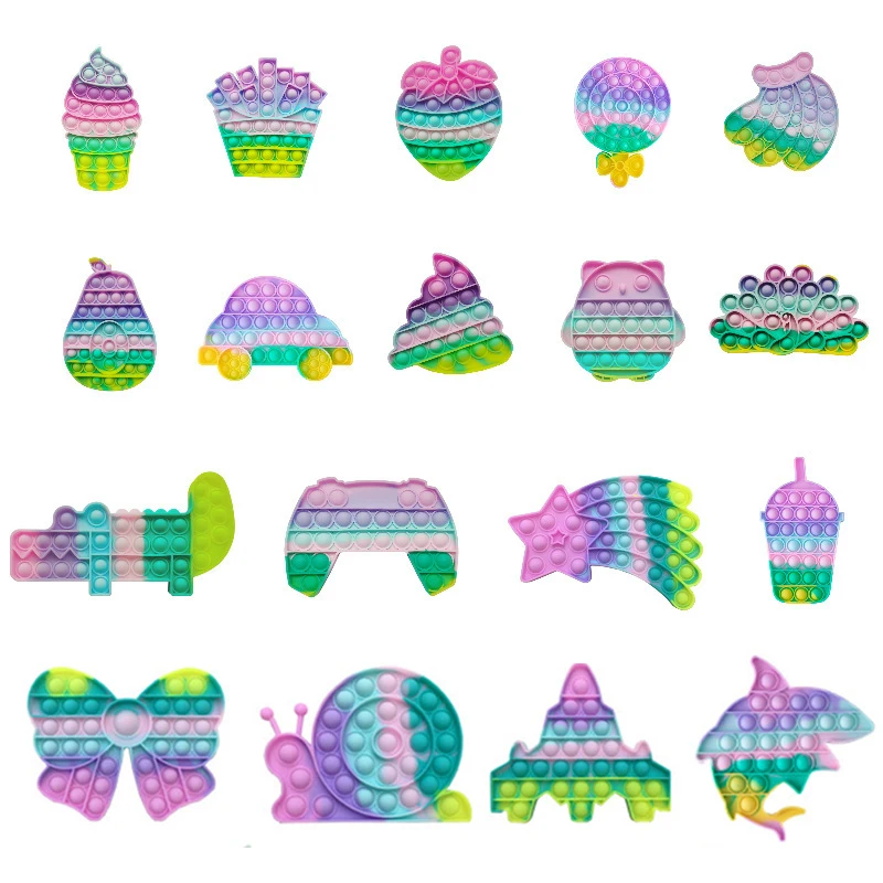 

Dropshipping Kawaii Pop Fidget Toys Pack Macaron Rainbow Popites Push Bubble Squishy Relieve Antistress Toys for Children Gift