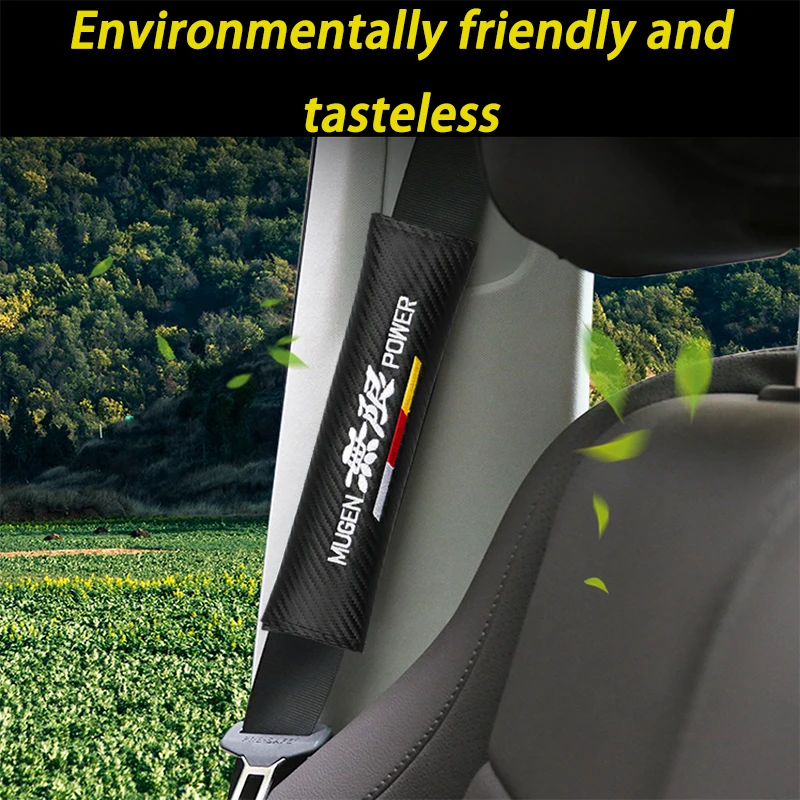 

Carbon Fiber Mugen Emblem Seat Belt Shoulder Protection Cushion For Honda Civic Accord CR-V XR-V HR-V Interior Auto Accessories