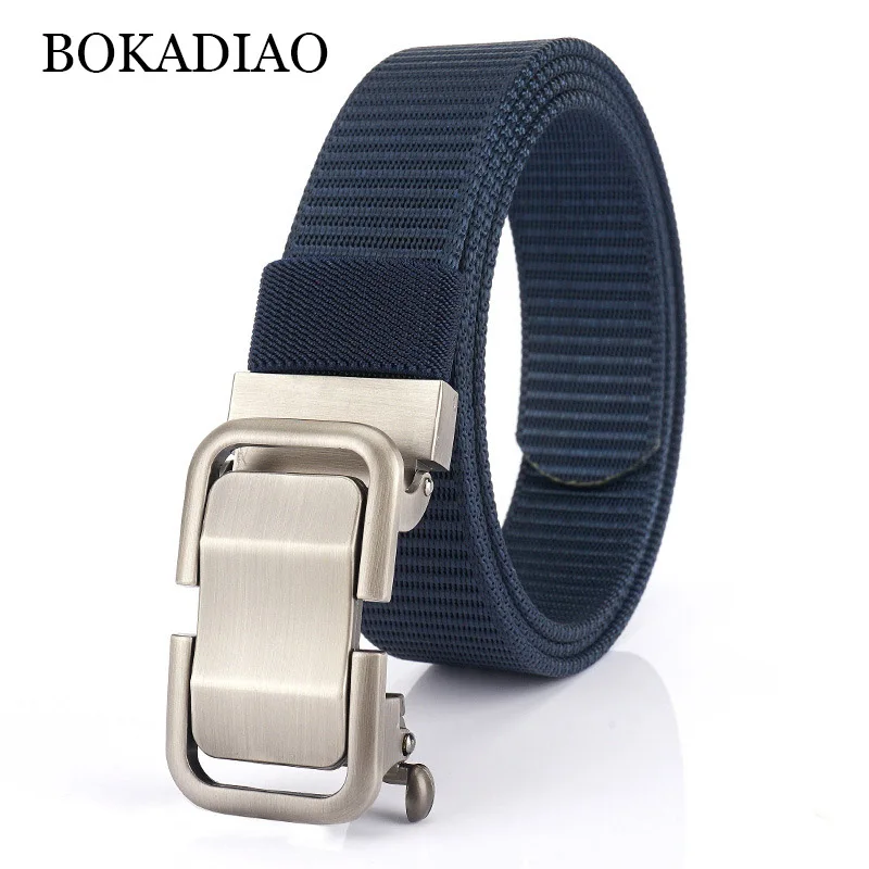 BOKADIAO Men&Women Nylon Belt Metal Automatic Buckle Canvas Belts Outdoor Sports Casual Jeans Waistband Army Military Male Strap