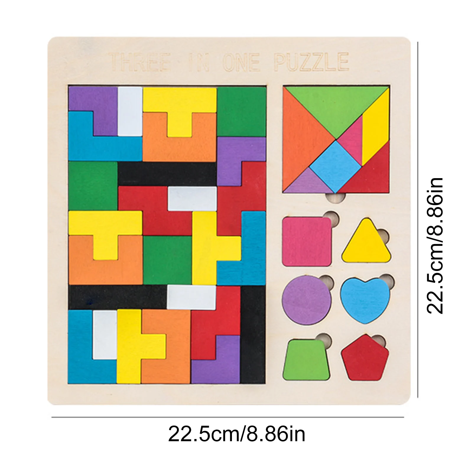 

3 In 1 Wooden Puzzle For Kid Block Tangram Brain Teaser Toy Montessori Toys Geometry Logic IQ Game STEM Montessori Educational