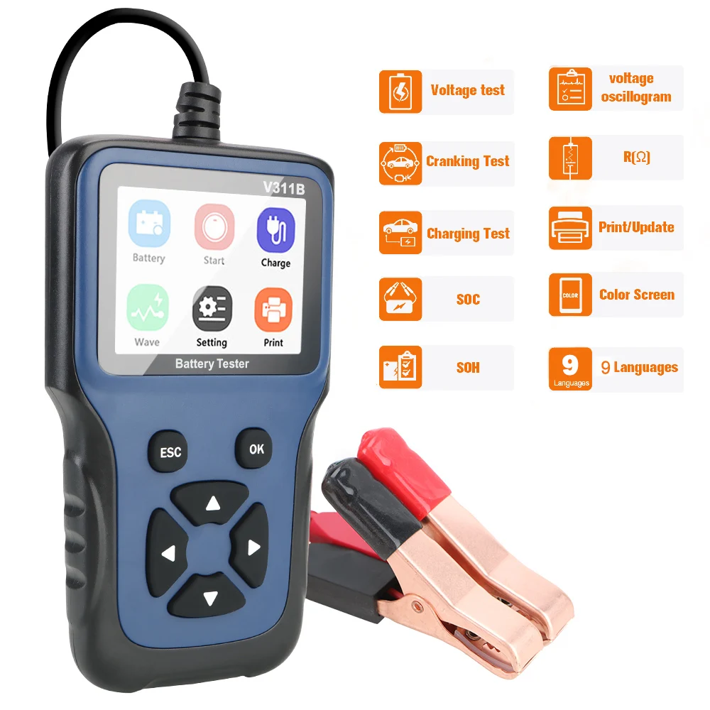 

Automotive Battery Test 12V 2.8 Inch LCD Car Battery Charger Tester Charging Load Auto Analyzer Diagnostic Tool Battery Test