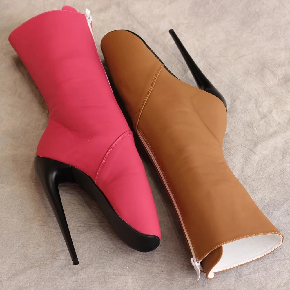 2022 New Ballet Ankle Boots 18CM Super High Heel Front Zip Spike Heels Fashion Sexy Fetish Exotic Shoes For Women